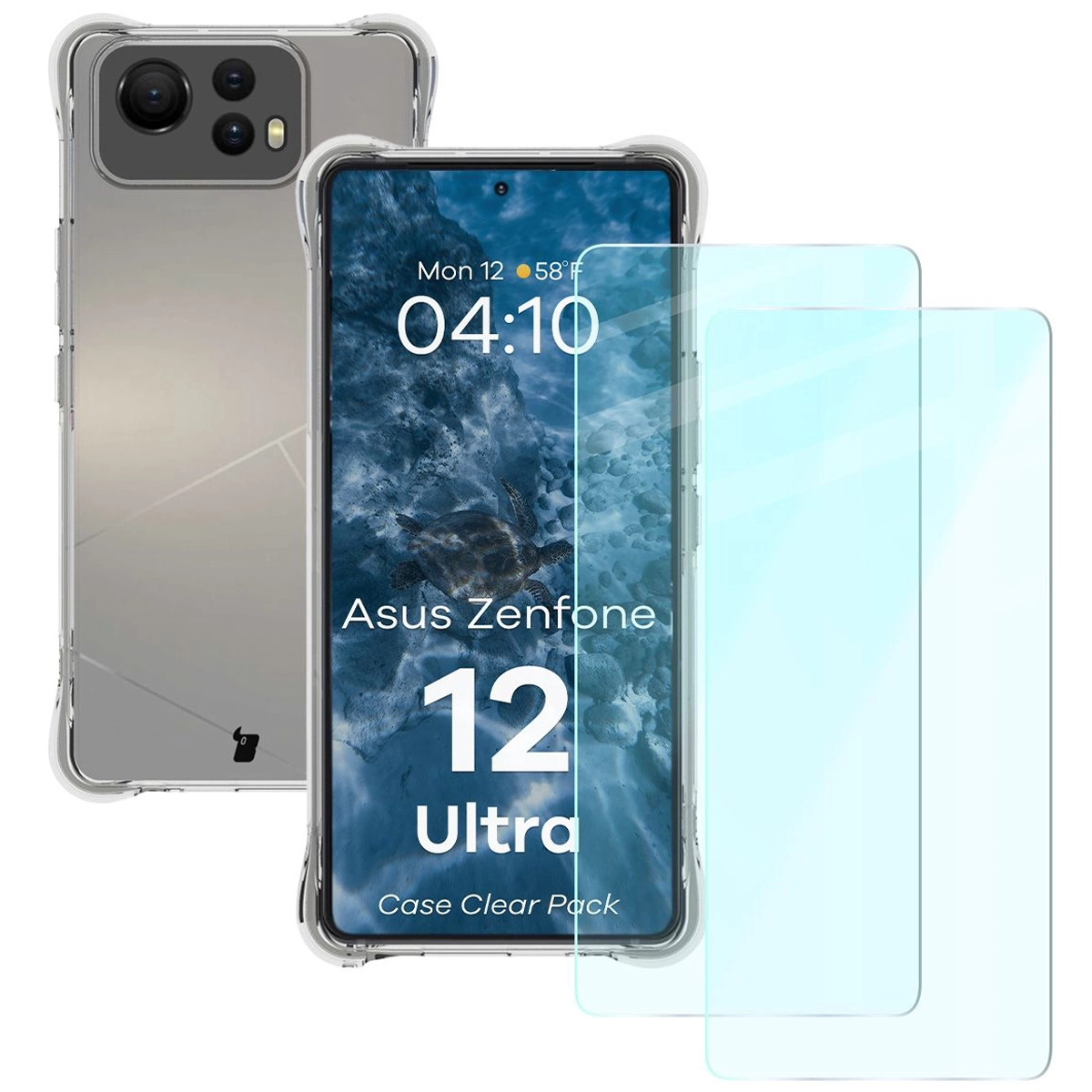 Etui Bizon Case Salpa + szkło hartowane Bizon Glass Clear 2 - 2 sztuki, Asus Zenfone 12 Ultra
